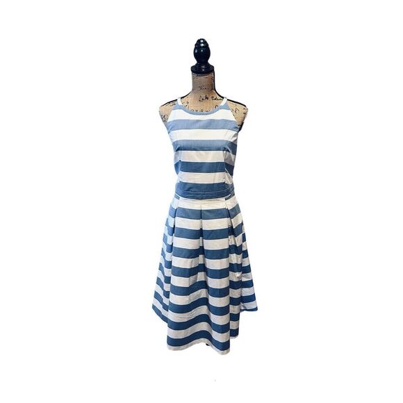 The Limited Nautical Style Cruise Dress  Blue White Stripe Dress Size 14 - Picture 3 of 6